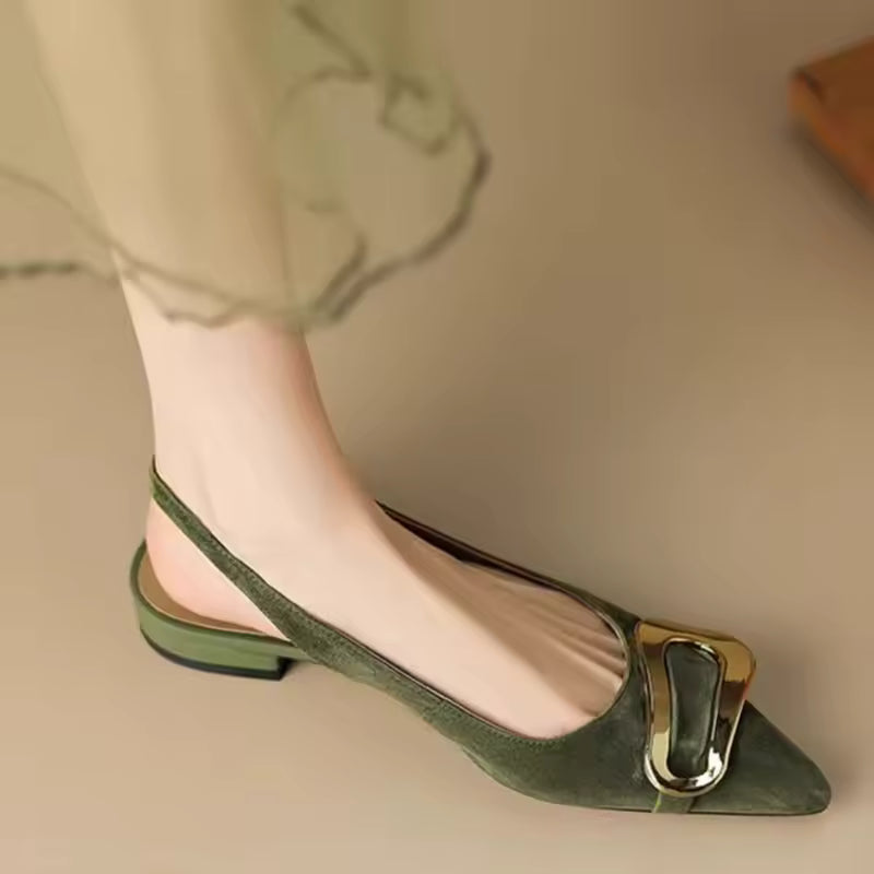 Casual Back Strap Shallow Latex Foam Sling-back Designer Pointed Toe Slippers