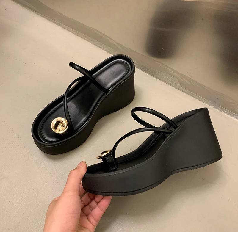 Casual Beach Style Platform Wedges Flip Flop Clip Toe Heel Sandal