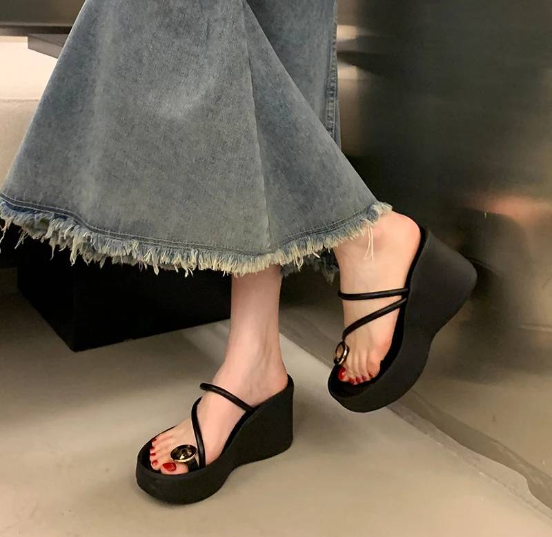 Casual Beach Style Platform Wedges Flip Flop Clip Toe Heel Sandal