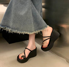 Casual Beach Style Platform Wedges Flip Flop Clip Toe Heel Sandal