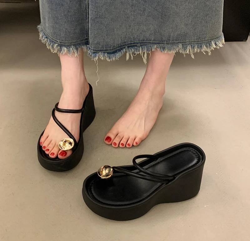 Casual Beach Style Platform Wedges Flip Flop Clip Toe Heel Sandal