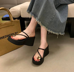 Casual Beach Style Platform Wedges Flip Flop Clip Toe Heel Sandal