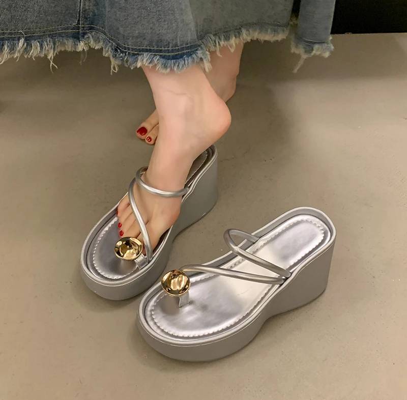 Casual Beach Style Platform Wedges Flip Flop Clip Toe Heel Sandal