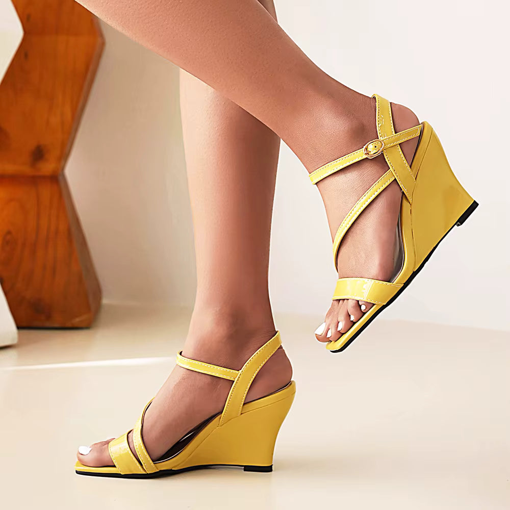 Casual Buckle Strap Gladiator Wedges Narrow Band Pump High Heels