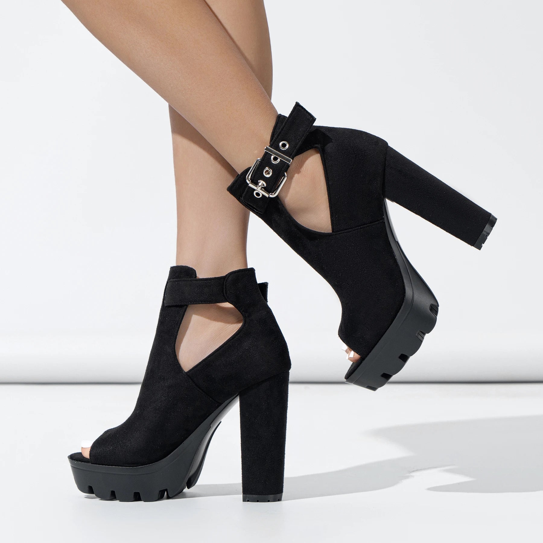 Casual Buckle strap Platform  Hollow Out Peep Toe Boots
