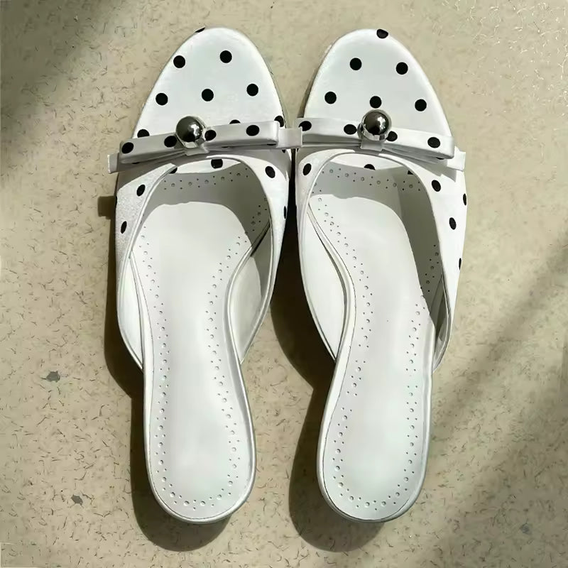 Casual Butterfly-knot Open Toe Slides Thin Low Heels Slippers