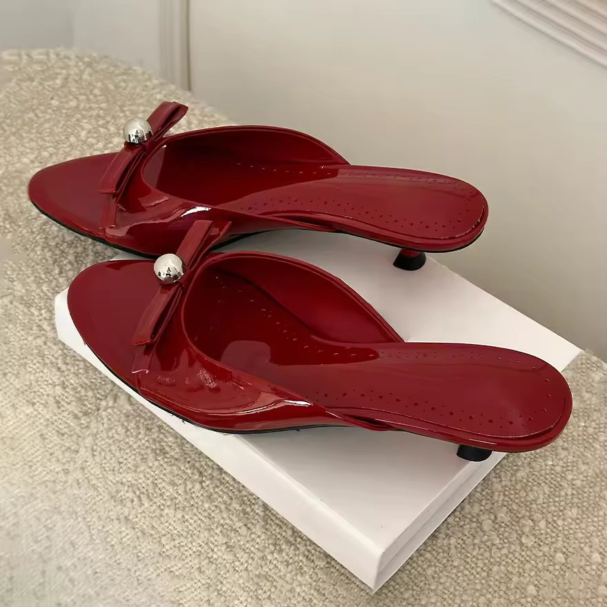 Casual Butterfly-knot Open Toe Slides Thin Low Heels Slippers