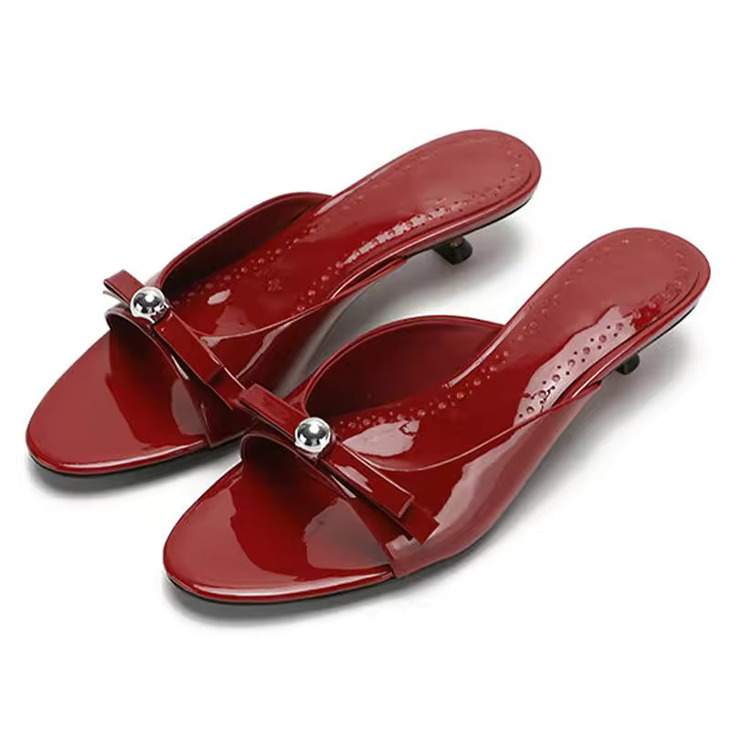 Casual Butterfly-knot Open Toe Slides Thin Low Heels Slippers