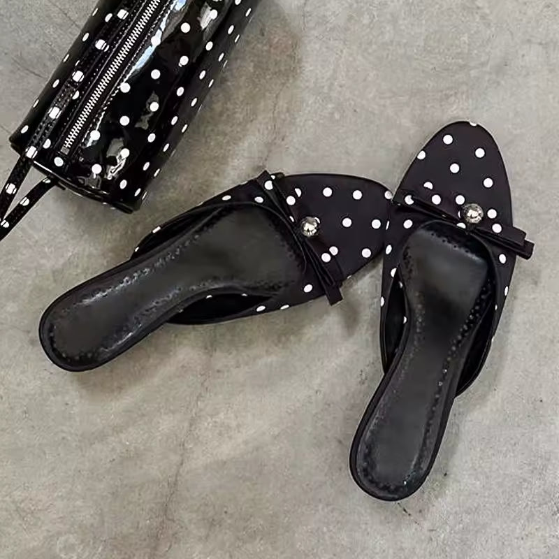 Casual Butterfly-knot Open Toe Slides Thin Low Heels Slippers