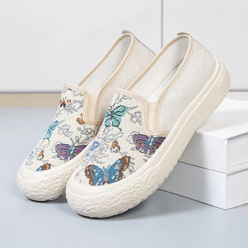 Casual Cloth Flat Round Toe Canvas Non Slip Thick Sole Fisherman Shoes