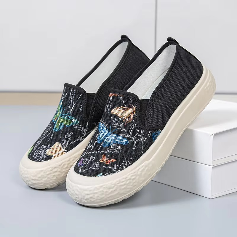Casual Cloth Flat Round Toe Canvas Non Slip Thick Sole Fisherman Shoes