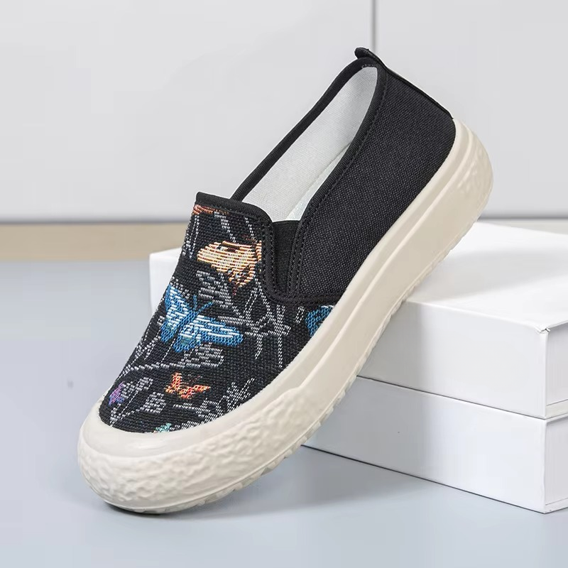Casual Cloth Flat Round Toe Canvas Non Slip Thick Sole Fisherman Shoes