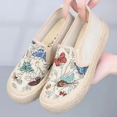 Casual Cloth Flat Round Toe Canvas Non Slip Thick Sole Fisherman Shoes