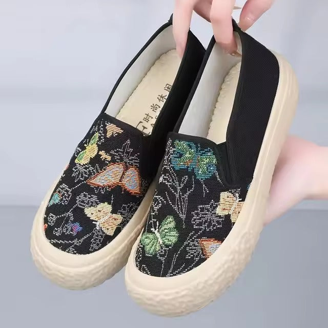 Casual Cloth Flat Round Toe Canvas Non Slip Thick Sole Fisherman Shoes