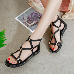 Casual Comfortable And Cross-tied Lightweight Soft-Soled Sandals