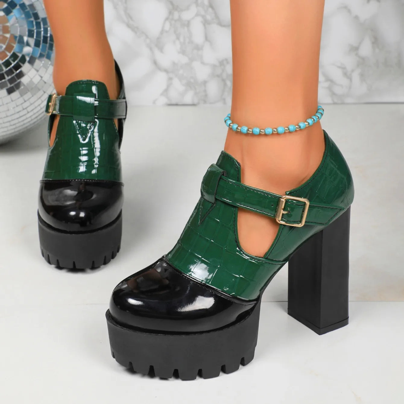Casual Comfortable Designer Round Head Deep Mouth Thick Heel Shoes