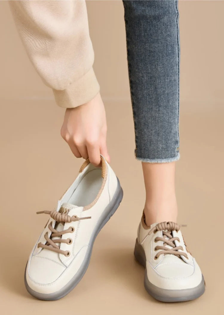 Casual Comfortable Genuine Leather De-Train Microfiber Walking Shoes