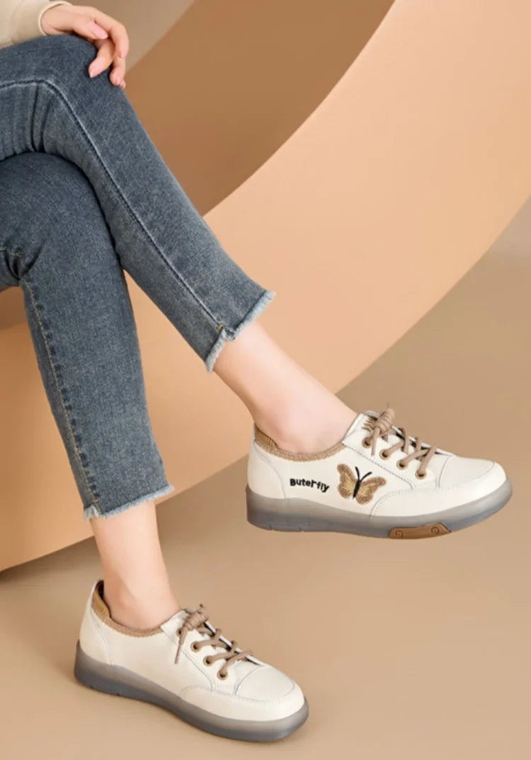 Casual Comfortable Genuine Leather De-Train Microfiber Walking Shoes