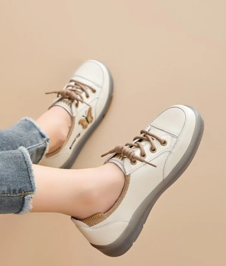 Casual Comfortable Genuine Leather De-Train Microfiber Walking Shoes