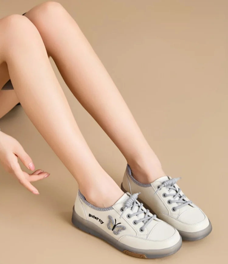 Casual Comfortable Genuine Leather De-Train Microfiber Walking Shoes