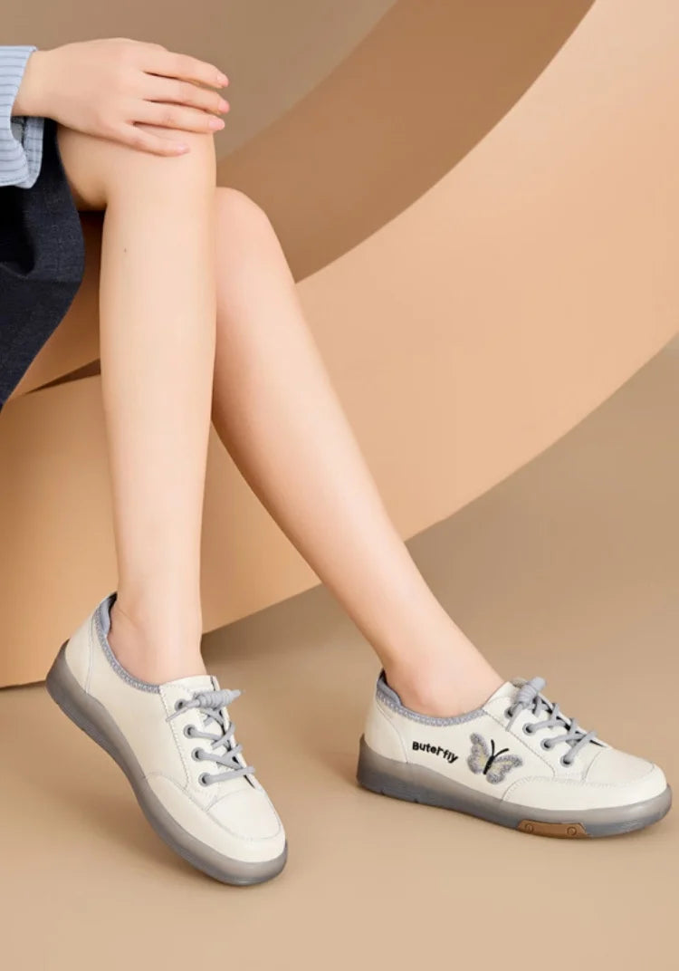 Casual Comfortable Genuine Leather De-Train Microfiber Walking Shoes