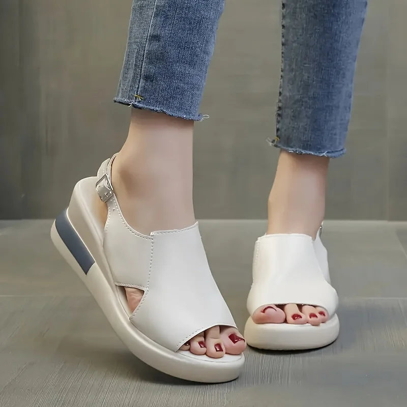 Casual Buckle Strap Comfortable Open Toe Platform Wedge Sandals