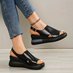 Casual Buckle Strap Comfortable Open Toe Platform Wedge Sandals