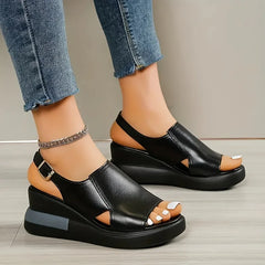 Casual Buckle Strap Comfortable Open Toe Platform Wedge Sandals