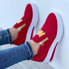 Casual Comfortable Zipper Tennis Slip on Platform Loafers Shoes