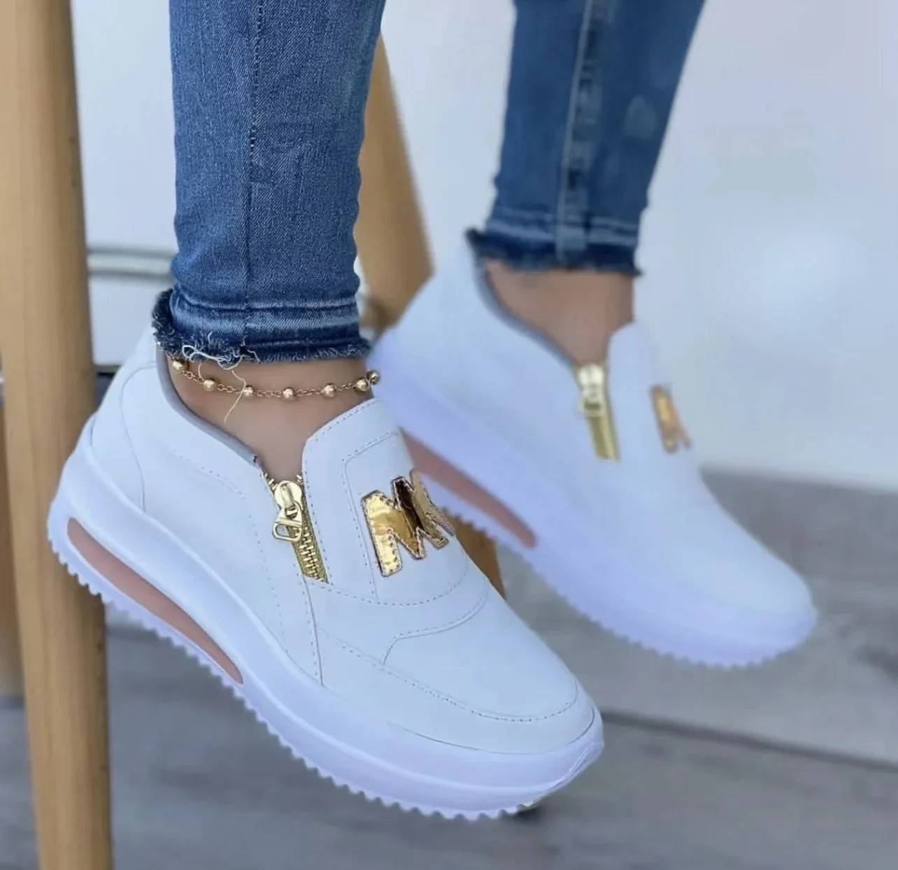 Casual Comfortable Zipper Tennis Slip on Platform Loafers Shoes