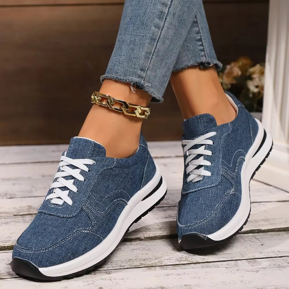 Casual Comfortable Thick Sole Lace Up Platform Sports Sneakers