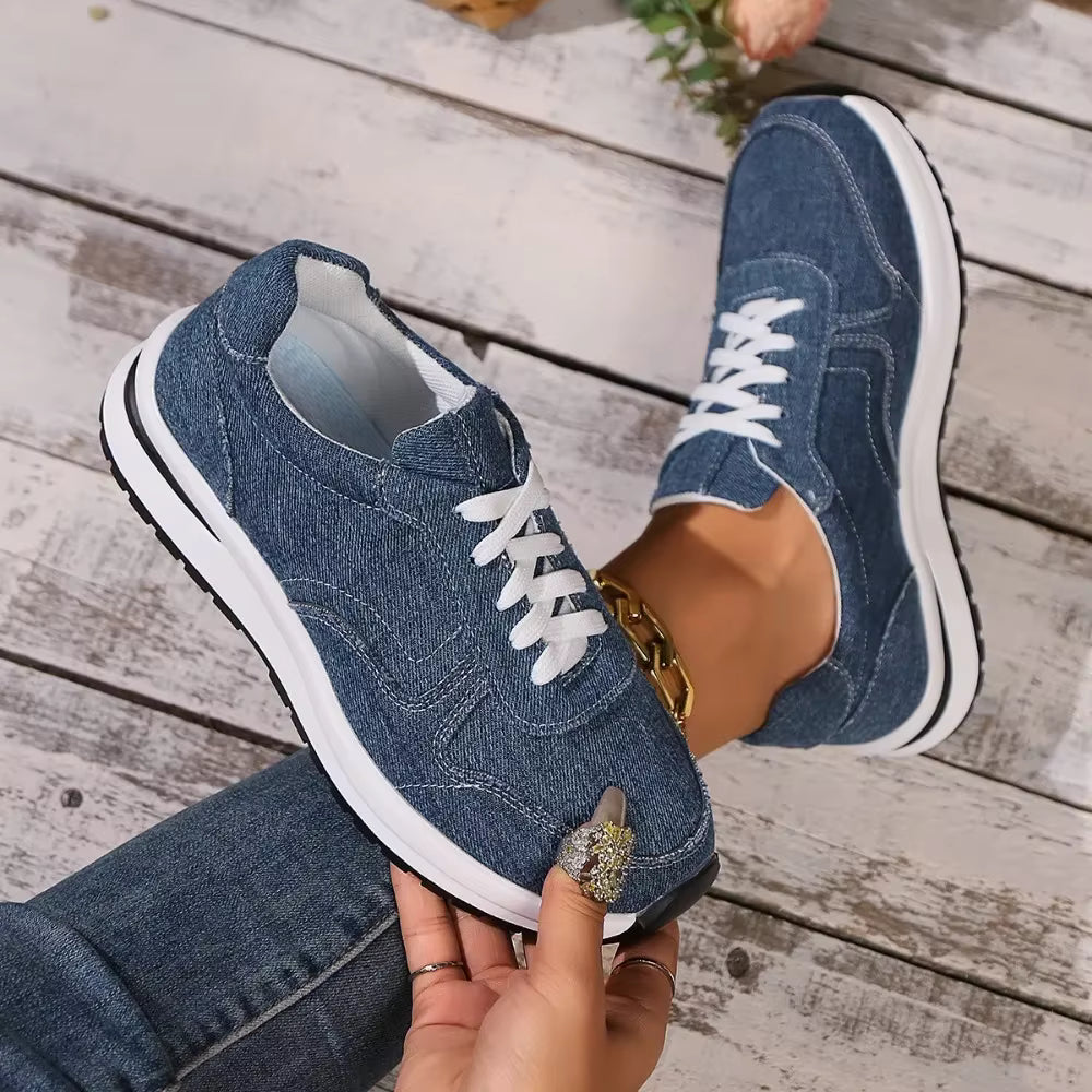 Casual Comfortable Thick Sole Lace Up Platform Sports Sneakers