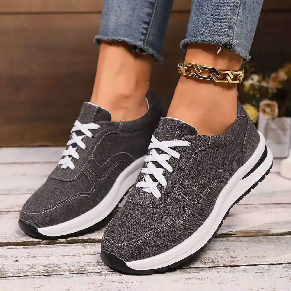 Casual Comfortable Thick Sole Lace Up Platform Sports Sneakers