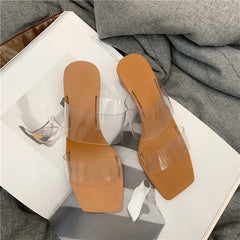 Casual Crystal Ball Low PVC Transparent Clear Peep Toe Sandals