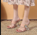 Casual Crystal Metal Buckle Open Toe Transparent Strange Heels