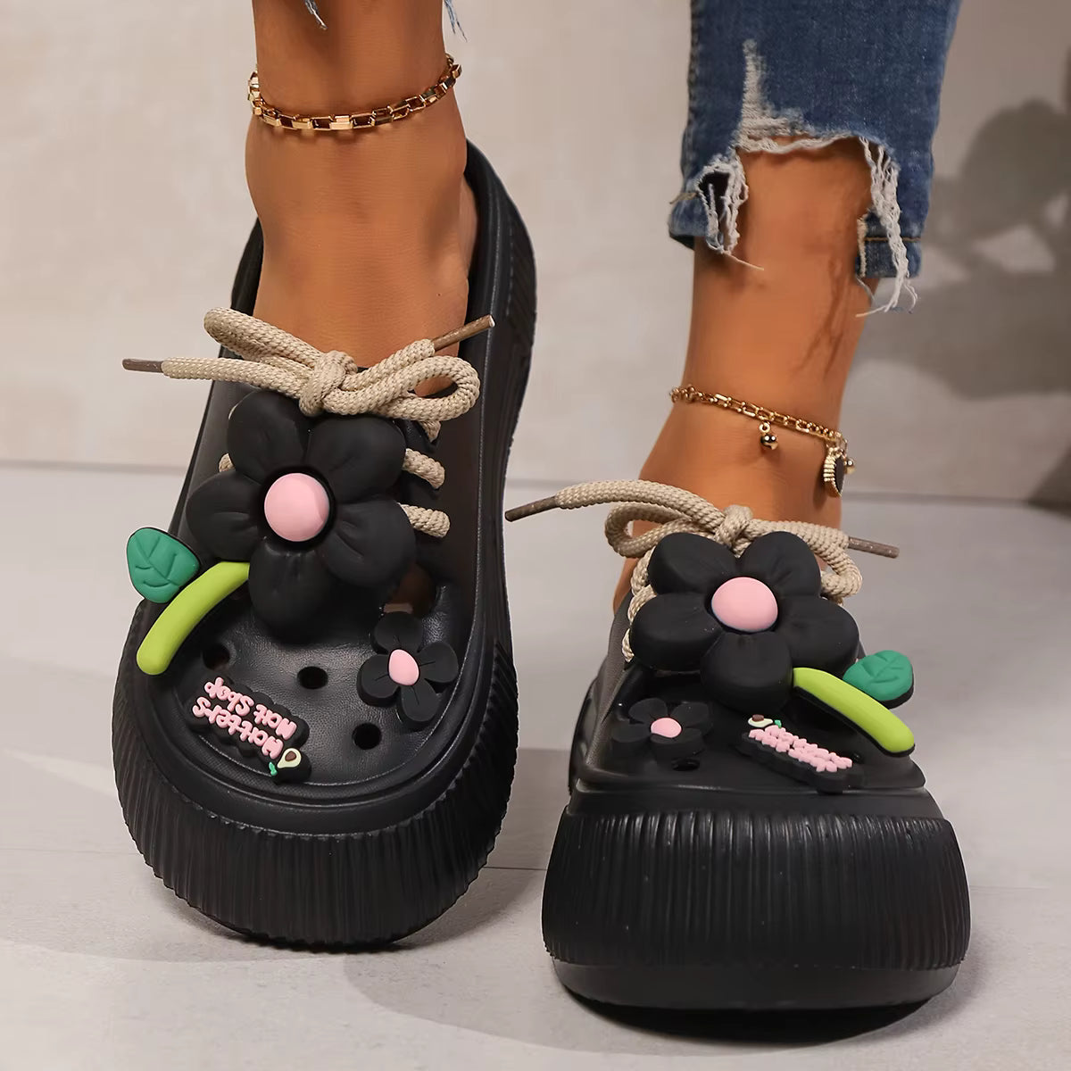 Casual Cute Decoration Outdoor Clogs Beach Non-slip Slides Indoor Home Shoes