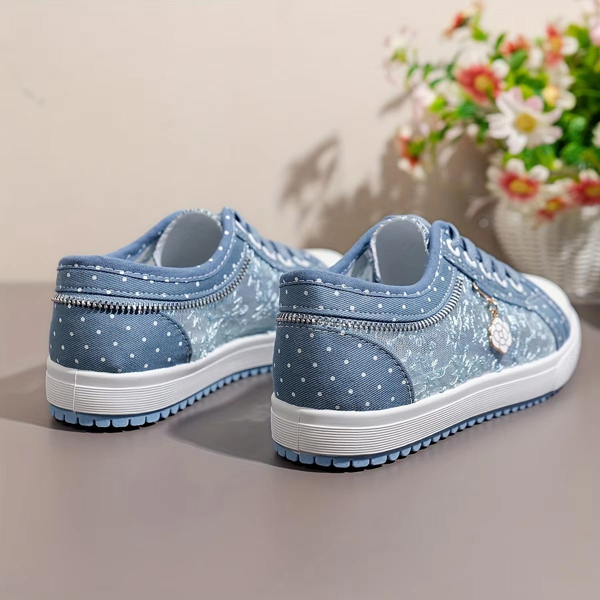 Casual Cutouts Lace Canvas Hollow Breathable Platform Flat Shoes