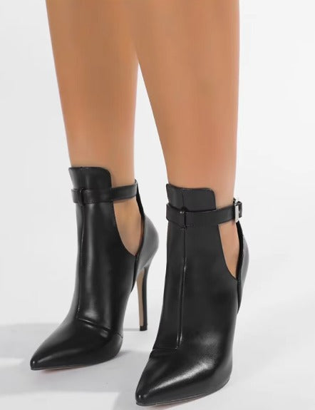 Casual Design Belt Buckle Pointed Toe High Heels Ankle Boots