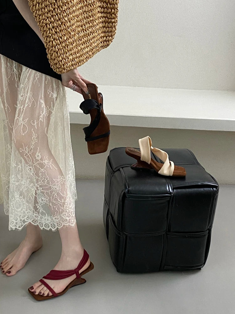 Classic Designer Evening Party With Platforms Wedges Heel Slippers
