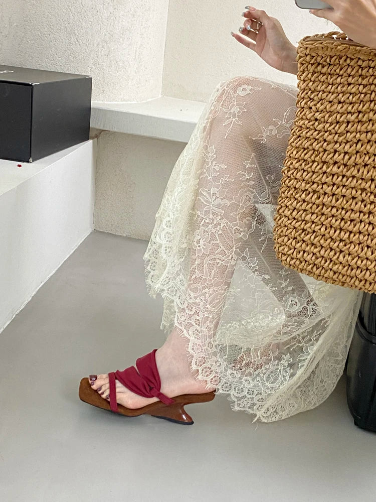 Classic Designer Evening Party With Platforms Wedges Heel Slippers