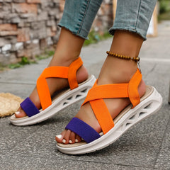 Casual Elastic Band Design Platform Outdoor Beach Style Wedge Sandals