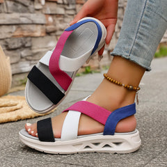 Elastic Band Design Platform Outdoor Beach Style Wedge Sandals