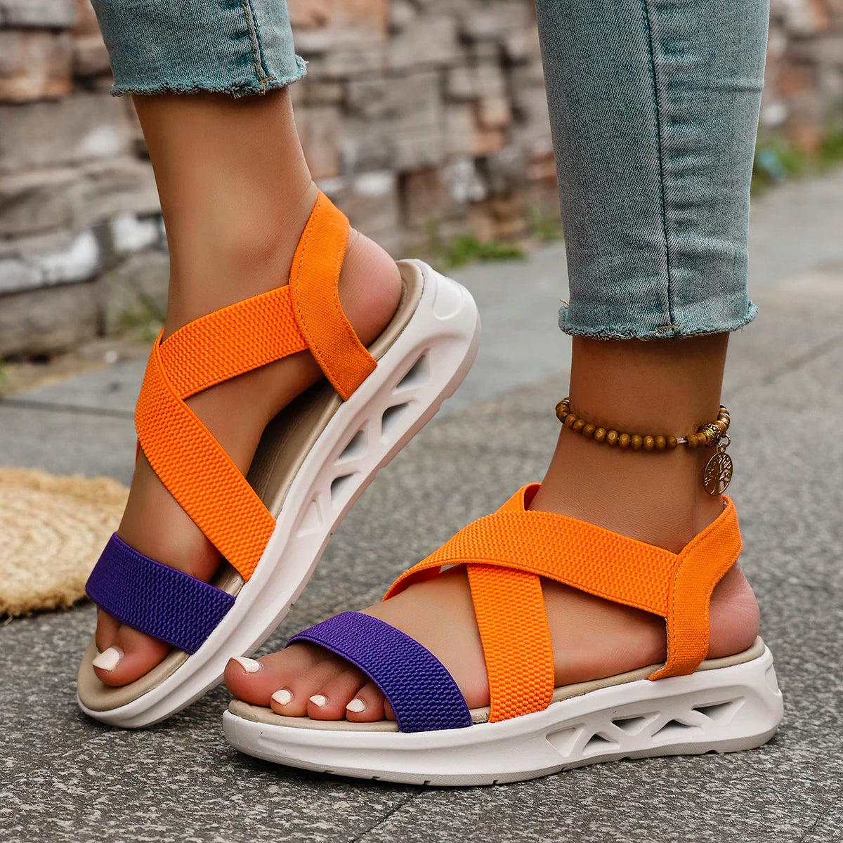 Casual Elastic Band Design Platform Outdoor Beach Style Wedge Sandals