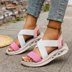Elastic Band Design Platform Outdoor Beach Style Wedge Sandals