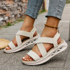 Comfy Elastic Band Design Platform Outdoor Beach Style Wedge Sandals
