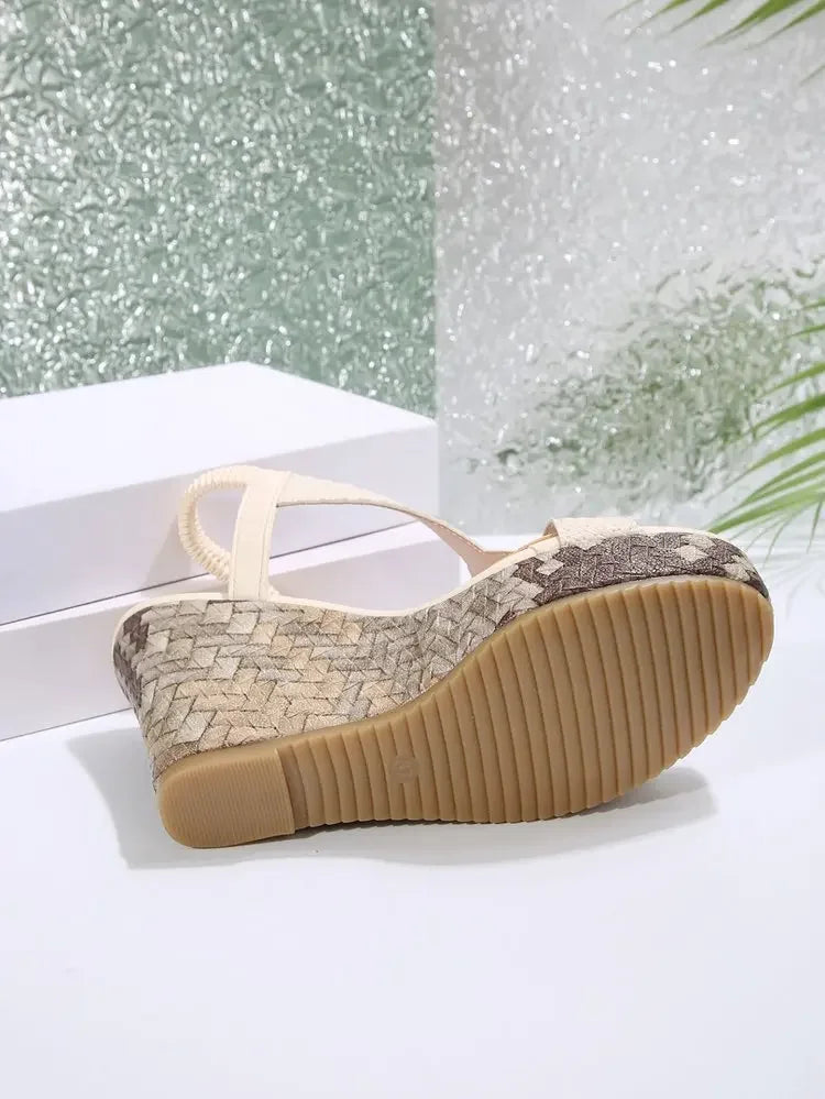 Casual Elastic Band Hollow Out Roman Style Platform Fish Mouth Sandals