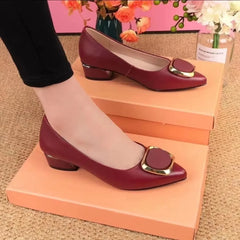 Casual Fashion Slip On Geometric Pointed Toe Square Heel