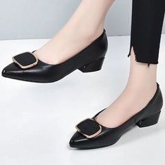 Casual Fashion Slip On Geometric Pointed Toe Square Heel