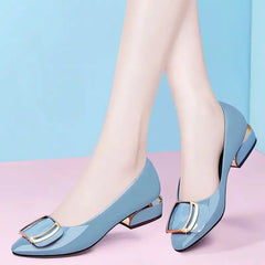 Casual Fashion Slip On Geometric Pointed Toe Square Heel