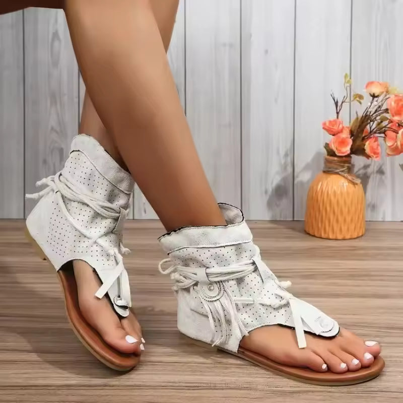 Casual Flip Flops Gladiator Vintage Bohemia Square Flat Sandals